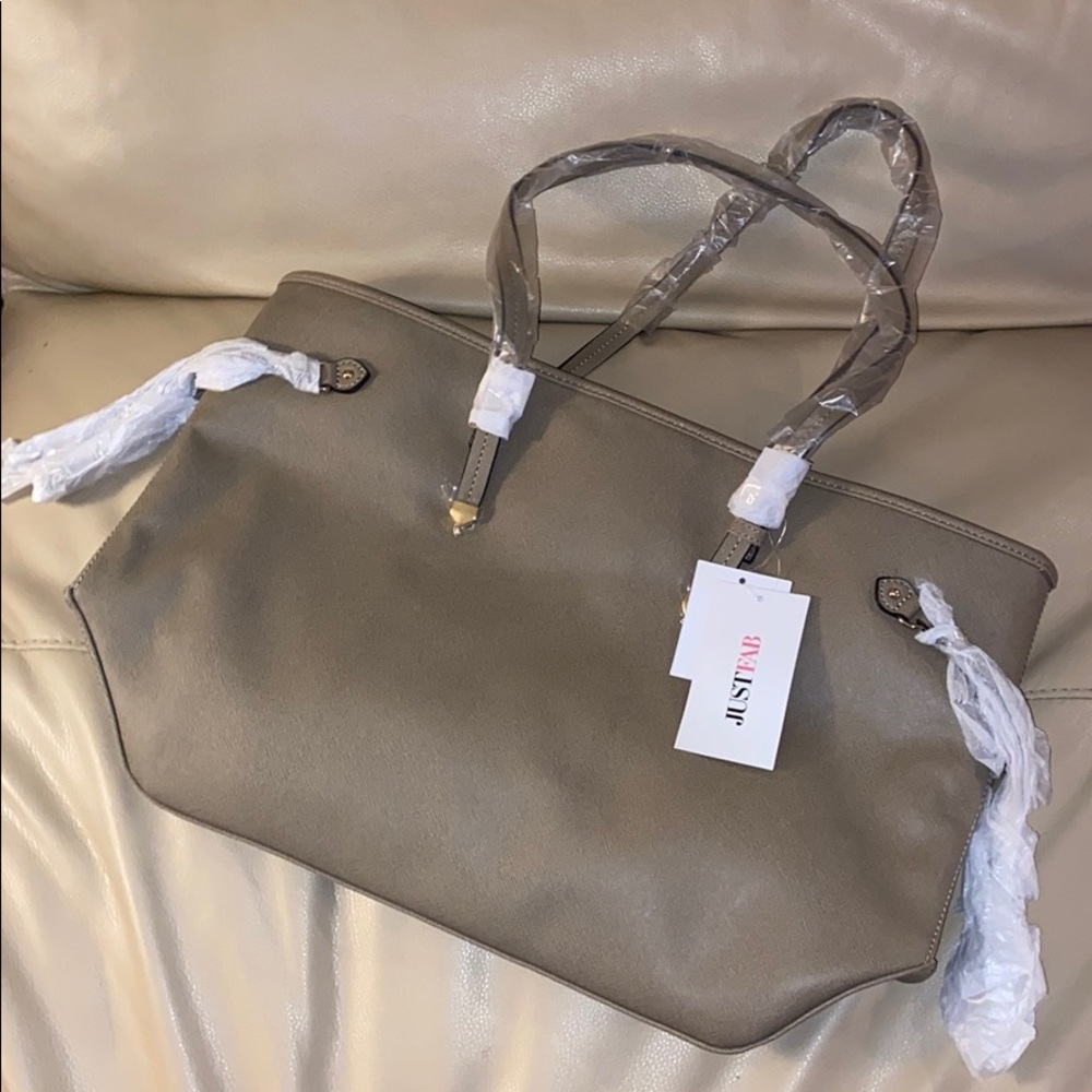 Oversized tan handbag